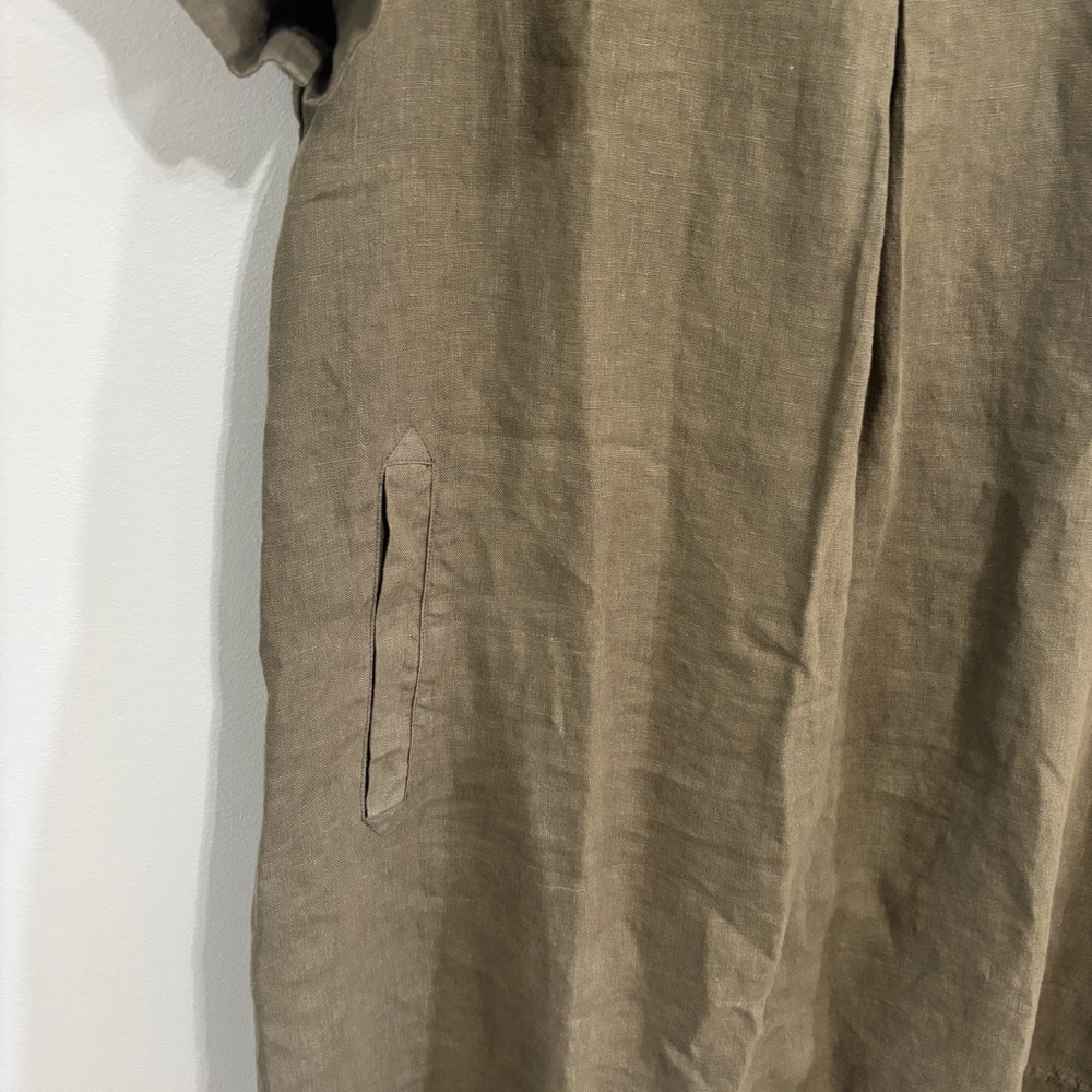 Poetry Olive Linen Notch-Neck Midi Dress - Picture 3 of 9